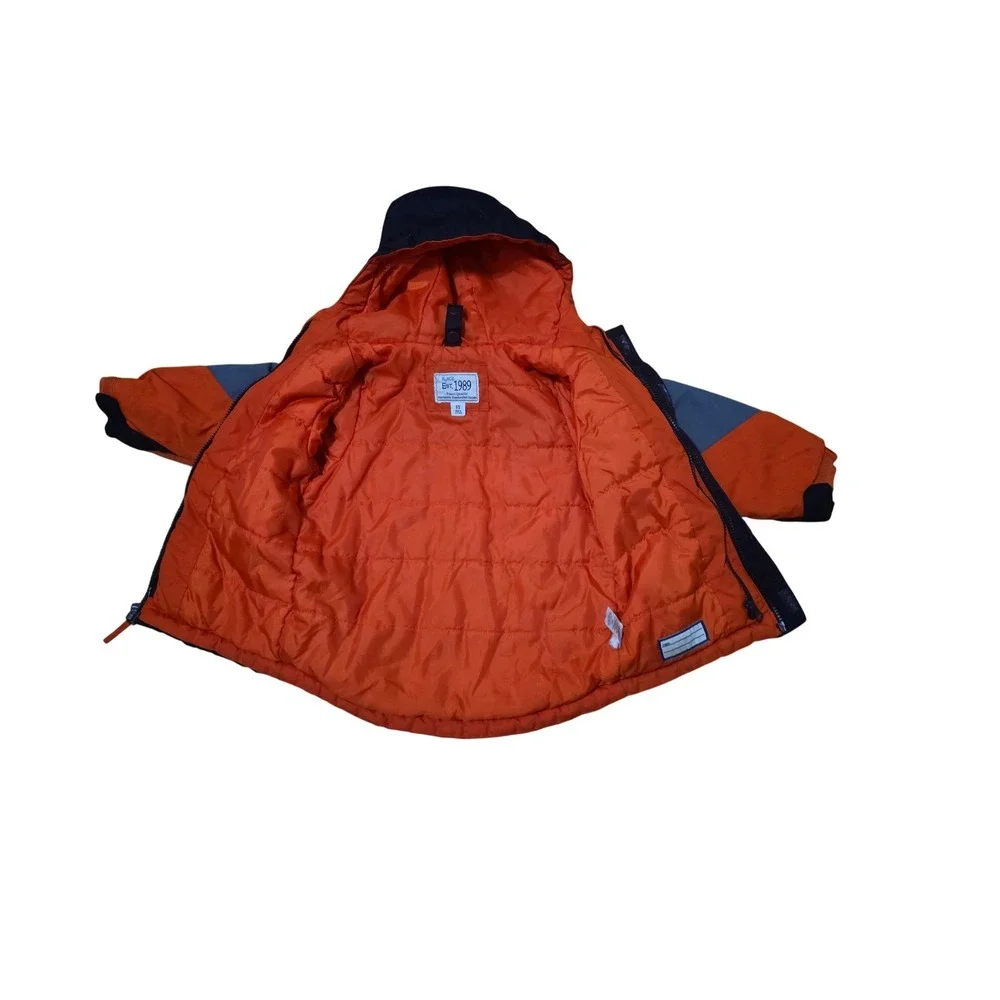 Est 1989 Place Boys Orange Grey‎ Hooded Winter Ski Snow Jacket Size 3T